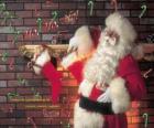 Санта Клауса положить подарки в чулки подвесной